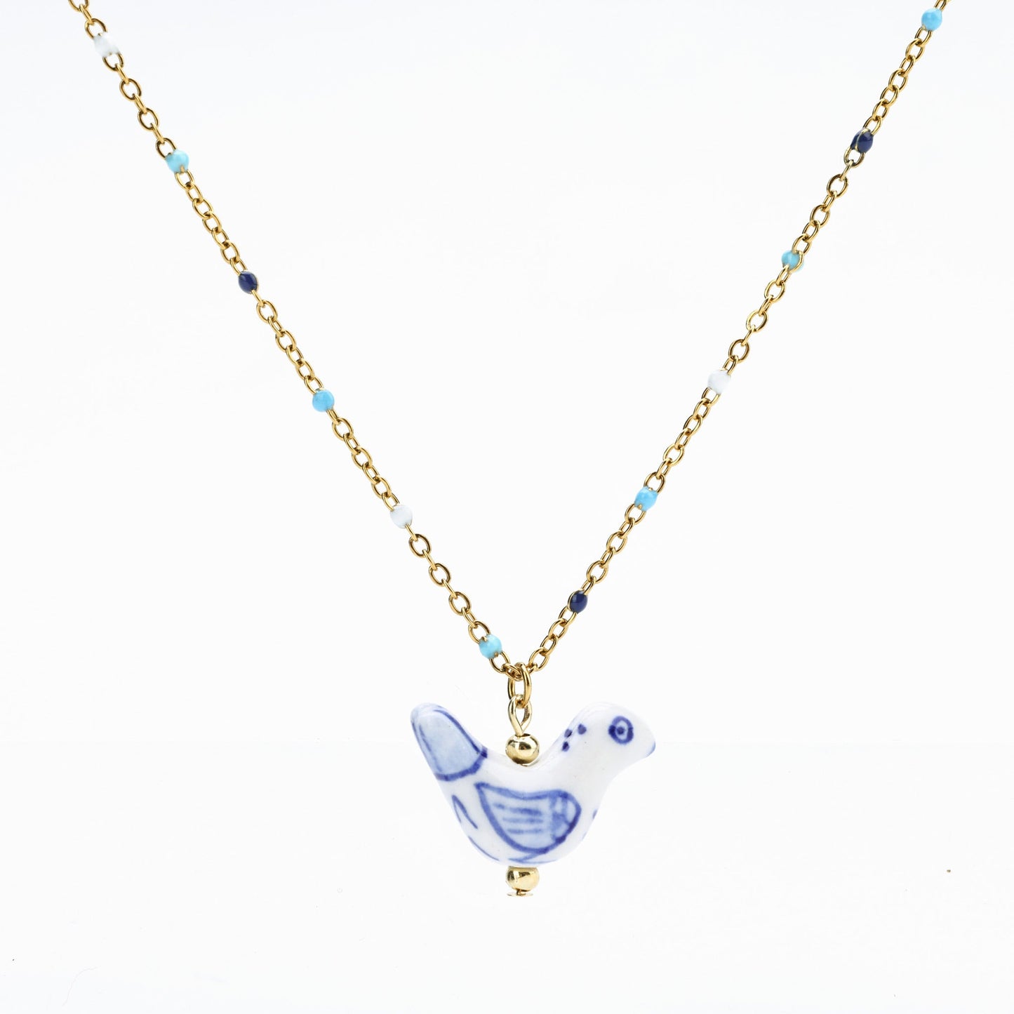 Bird - Shaped Porcelain beads – Handmade Necklace (4 colors options) - EenPorcelain