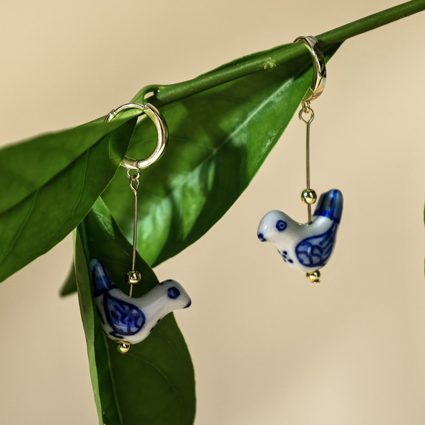 Bird - Shaped Porcelain Studs – Handmade Earrings Art (3 colors options) - EenPorcelain