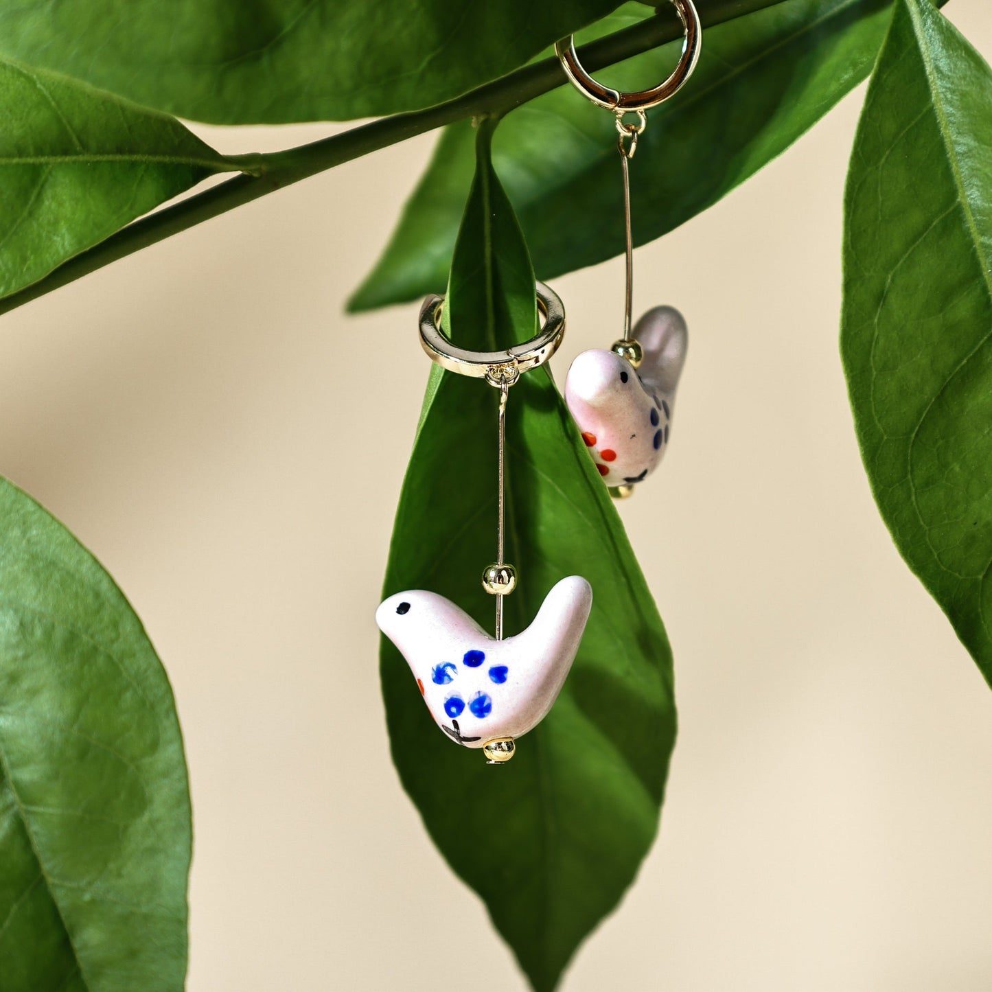 Bird - Shaped Porcelain Studs – Handmade Earrings Art (3 colors options) - EenPorcelain