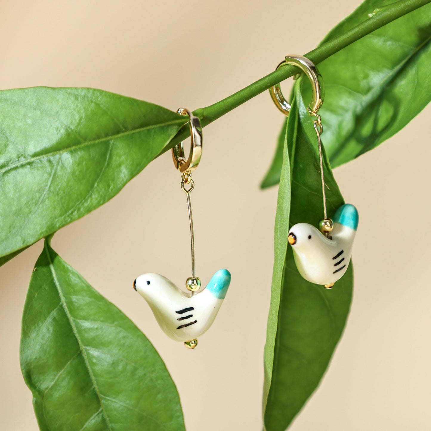 Bird - Shaped Porcelain Studs – Handmade Earrings Art (3 colors options) - EenPorcelain