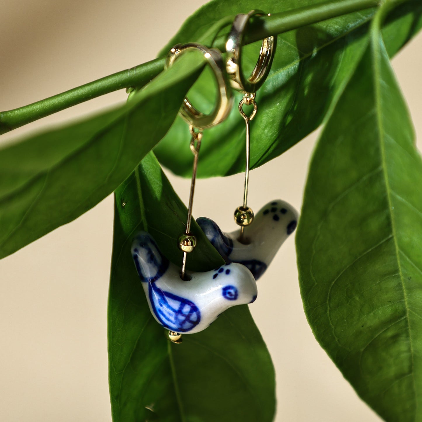 Bird - Shaped Porcelain Studs – Handmade Earrings Art (3 colors options) - EenPorcelain