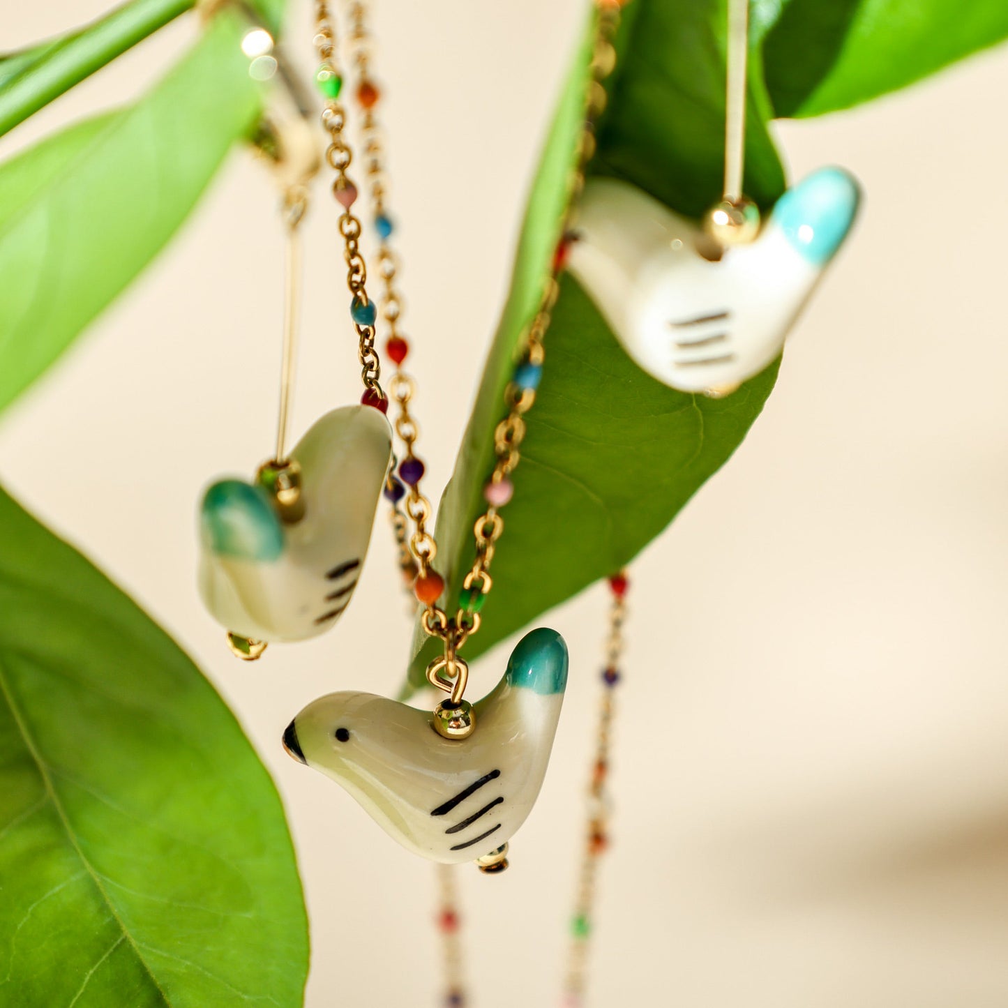 Bird - Shaped Porcelain Studs – Handmade Earrings Art (3 colors options) - EenPorcelain