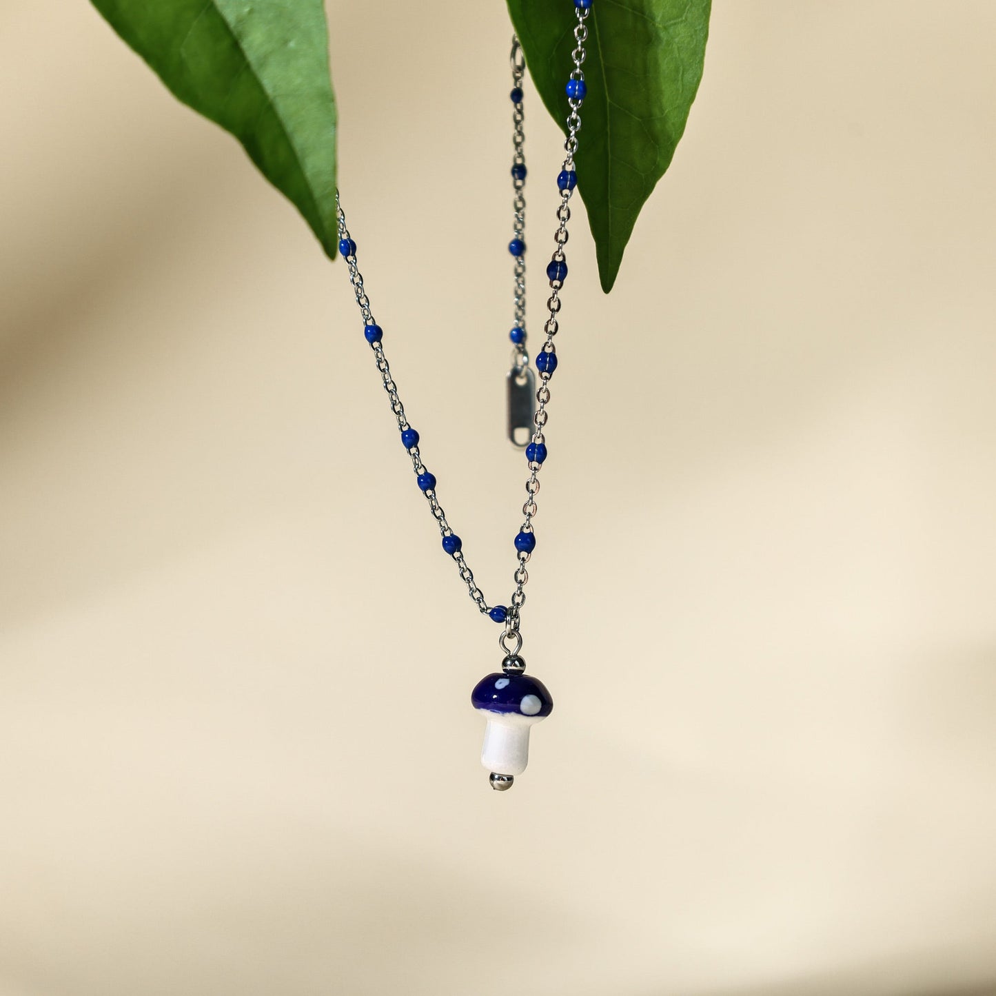 Mushroom Pendant Necklace – Hand - Painted Ceramic Charm - EenPorcelain