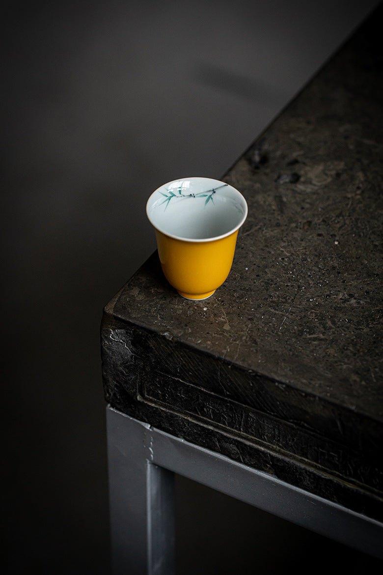 traditional-chinese-yellow-glazed-tea-cup-x2-4-pattern-options, EenPorcelain