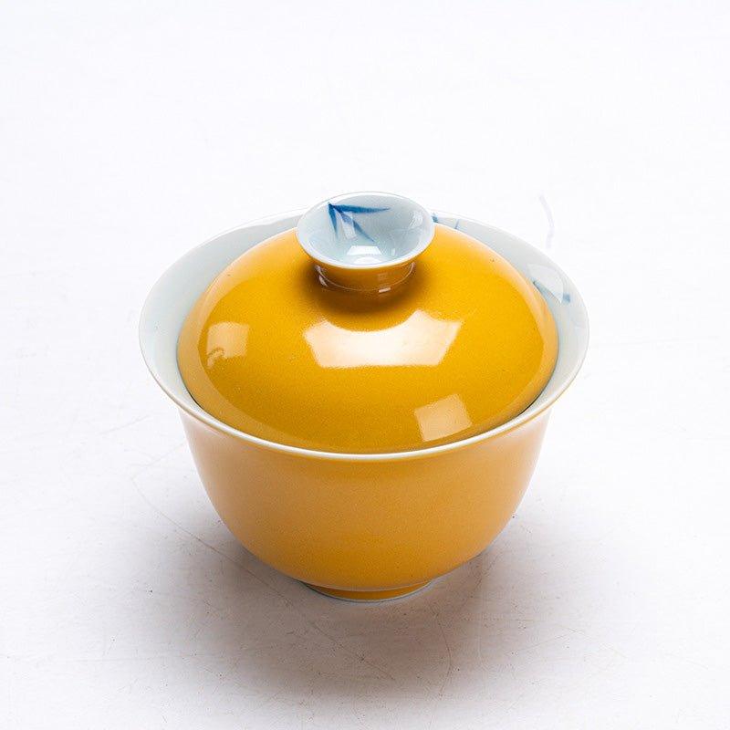 traditional-chinese-yellow-glazed-tea-cup-x2-4-pattern-options, EenPorcelain
