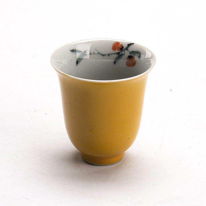 traditional-chinese-yellow-glazed-tea-cup-x2-4-pattern-options, EenPorcelain