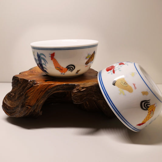 Charming Jingdezhen Chicken Cup (x2) - Add Quirk to Your Sips