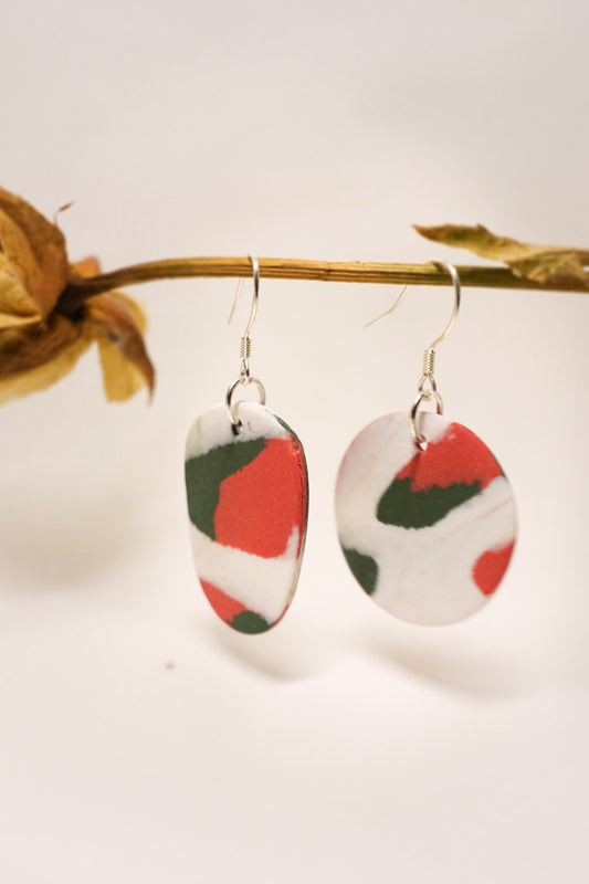 Handmade Original Ceramic Shard Earrings - Christmas Edition