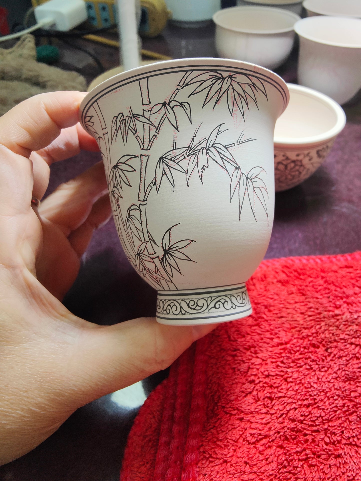 Hand-Painted Bamboo Bell-Shaped Tea Cup - Exclusive Customization from Jingdezhen