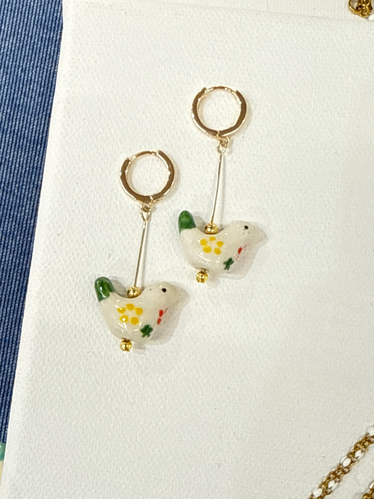 White Green Bird - New Design Earring