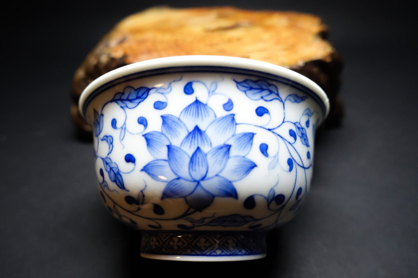 Hand-Painted Intertwining Lotus Stems Tea Cup - Exclusive Customization from Jingdezhen