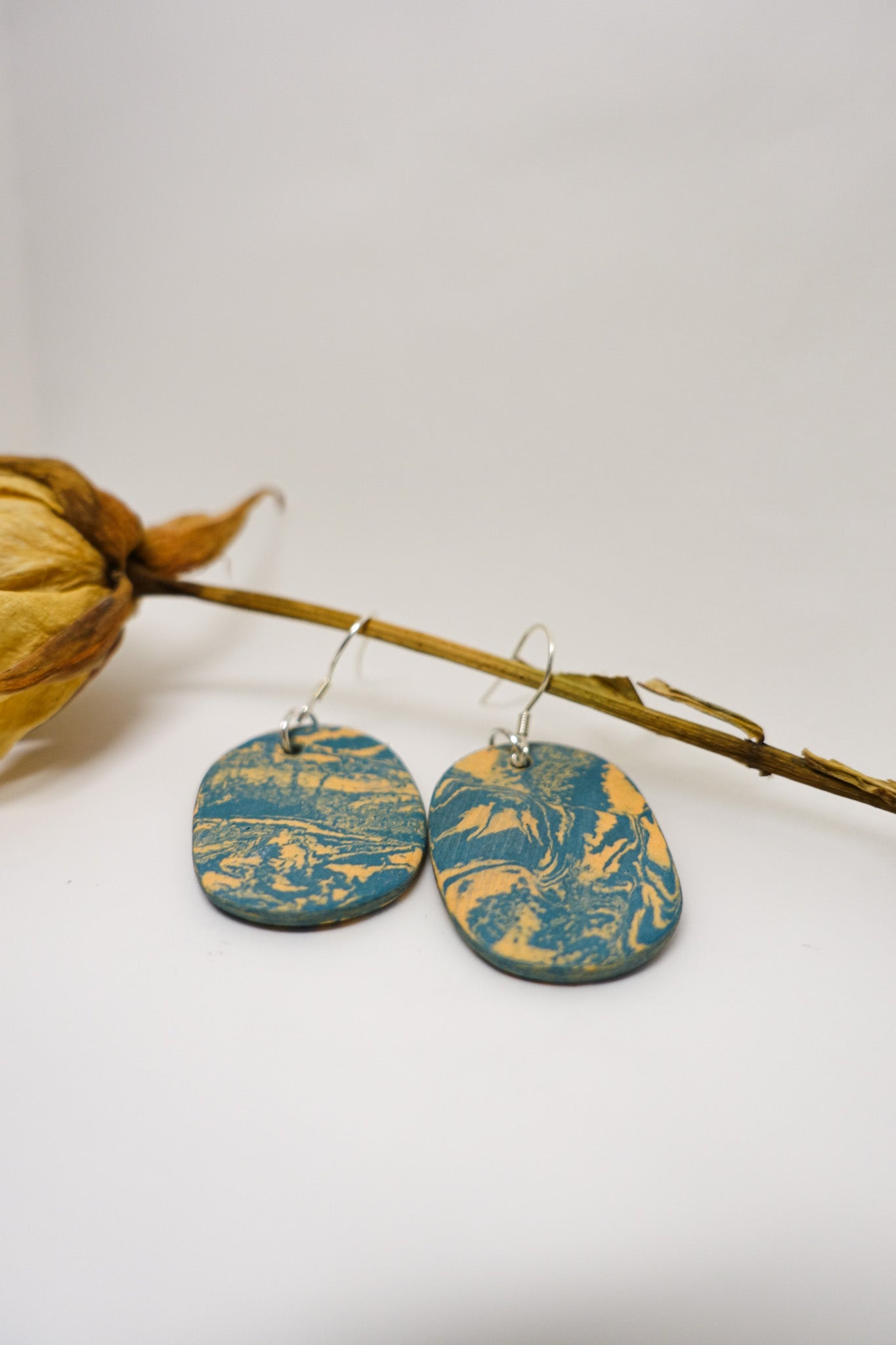 Handmade Original Ceramic Shard Earrings - Pumpkin Style