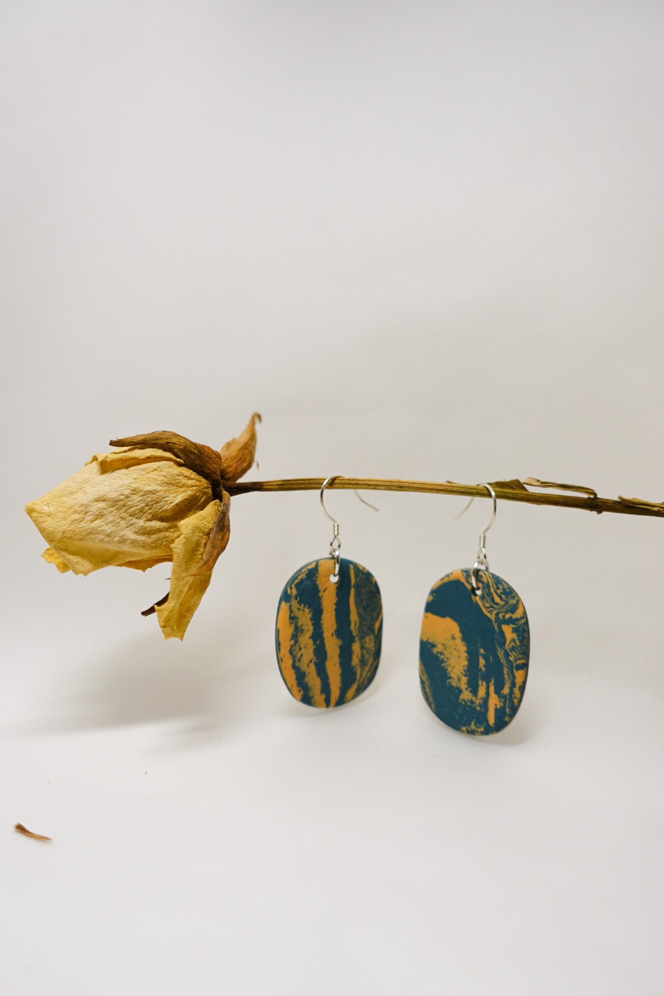 Handmade Original Ceramic Shard Earrings - Pumpkin Style