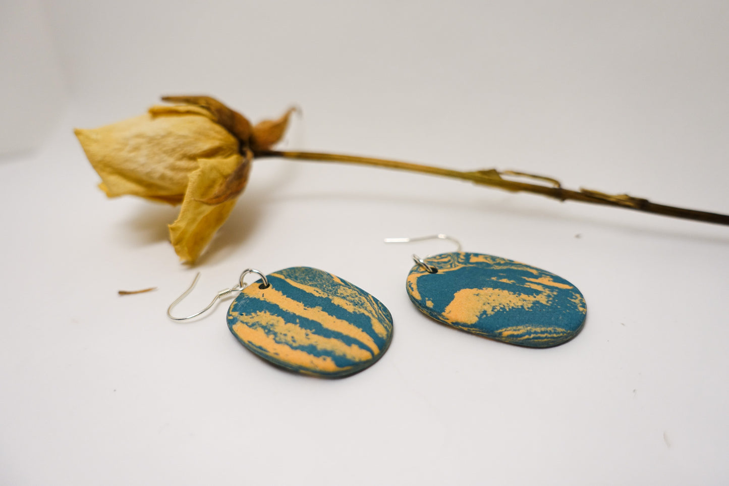 Handmade Original Ceramic Shard Earrings - Pumpkin Style