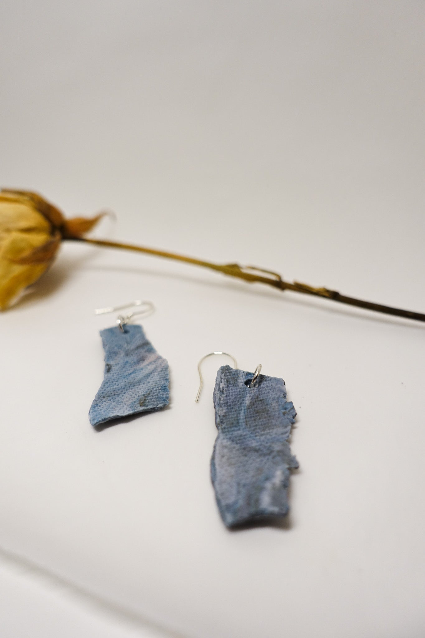 Handmade Original Ceramic Shard Earrings - Mist Blue