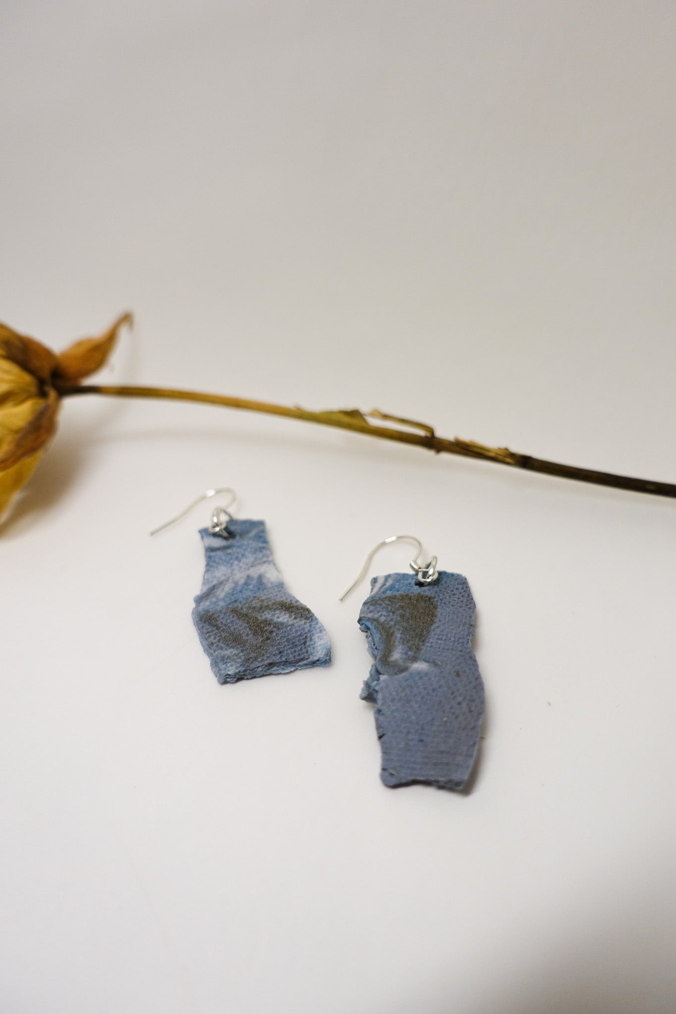 Handmade Original Ceramic Shard Earrings - Mist Blue