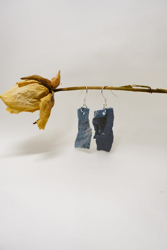 Handmade Original Ceramic Shard Earrings - Mist Blue