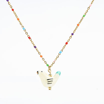 Bird - Shaped Porcelain beads – Handmade Necklace (4 colors options) - EenPorcelain