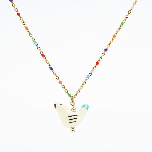 Bird - Shaped Porcelain beads – Handmade Necklace (4 colors options) - EenPorcelain