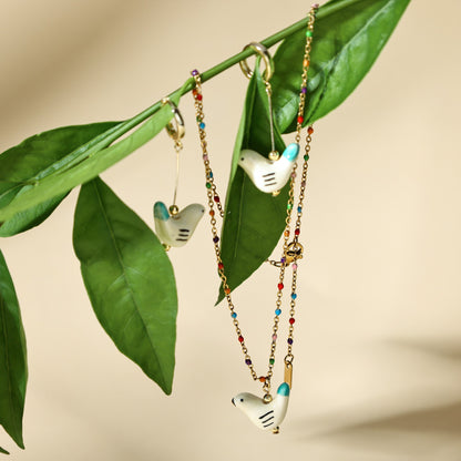 Bird - Shaped Porcelain beads – Handmade Necklace (4 colors options) - EenPorcelain