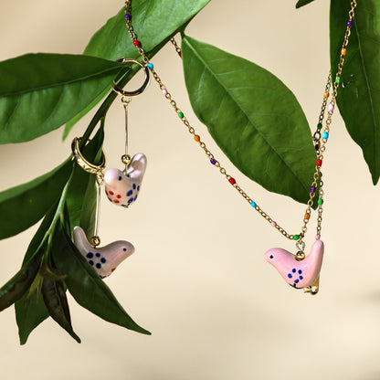 Bird - Shaped Porcelain beads – Handmade Necklace (4 colors options) - EenPorcelain