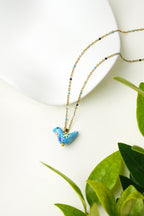 Bird - Shaped Porcelain beads – Handmade Necklace (Blue) - EenPorcelain