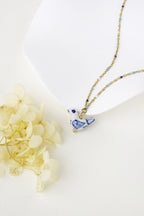 Bird - Shaped Porcelain beads – Handmade Necklace (Delft blue) - EenPorcelain