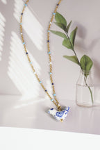 Bird - Shaped Porcelain beads – Handmade Necklace (Delft blue) - EenPorcelain