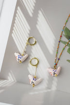 Bird - Shaped Porcelain beads – Handmade Necklace (Light rose) - EenPorcelain