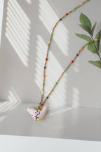 Bird - Shaped Porcelain beads – Handmade Necklace (Light rose) - EenPorcelain