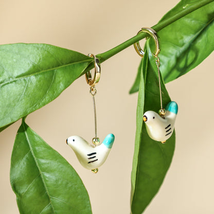 Bird - Shaped Porcelain Studs – Handmade Earrings Art (3 colors options) - EenPorcelain