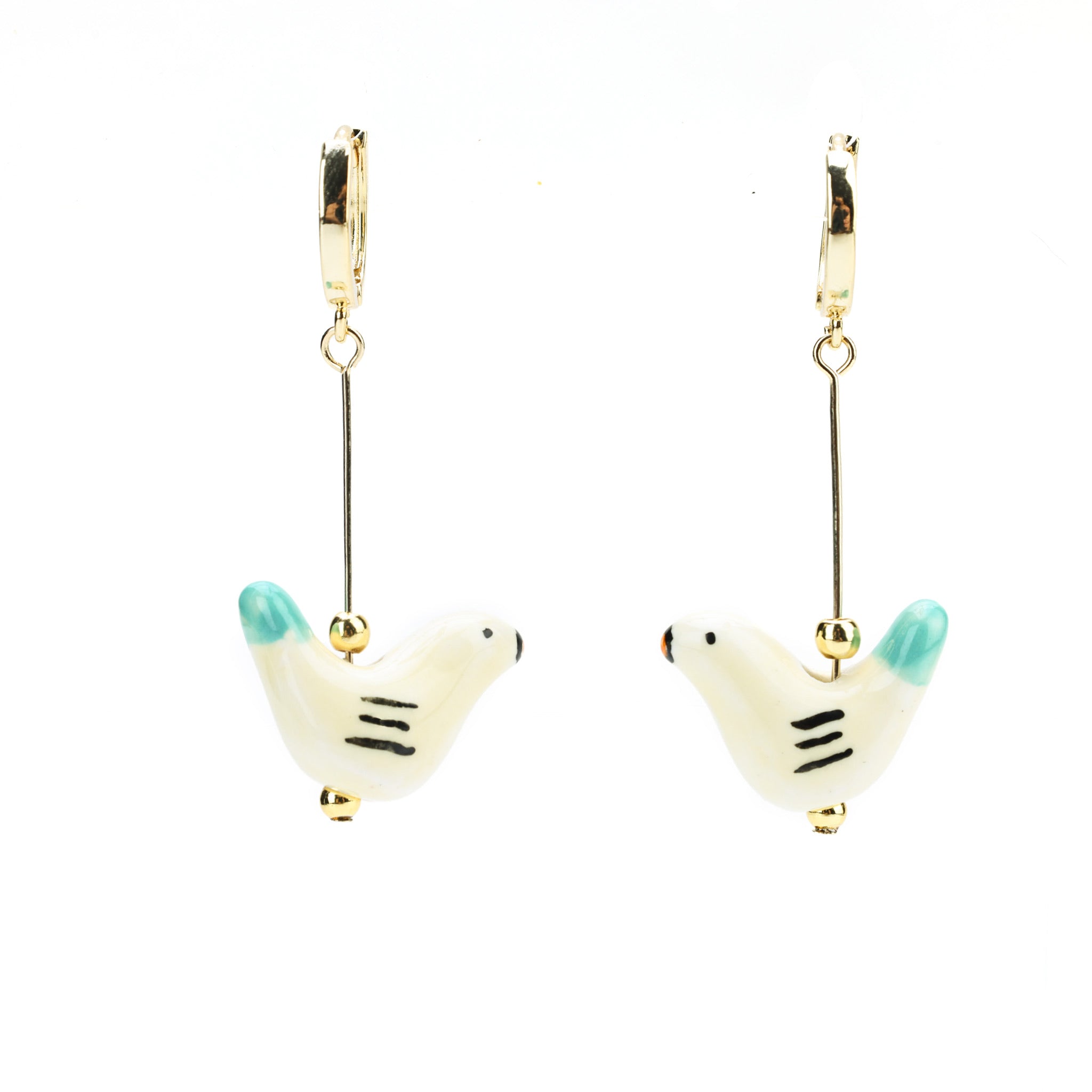 Bird - Shaped Porcelain Studs – Handmade Earrings Art (3 colors options) - EenPorcelain
