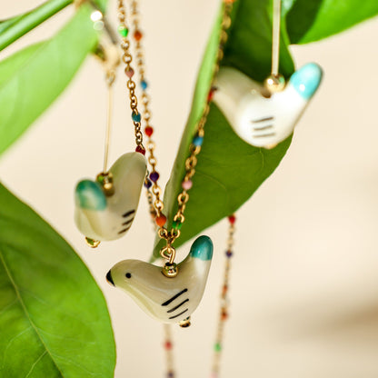 Bird - Shaped Porcelain Studs – Handmade Earrings Art (3 colors options) - EenPorcelain
