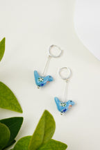Bird - Shaped Porcelain Studs – Handmade Earrings Art (Blue) - EenPorcelain