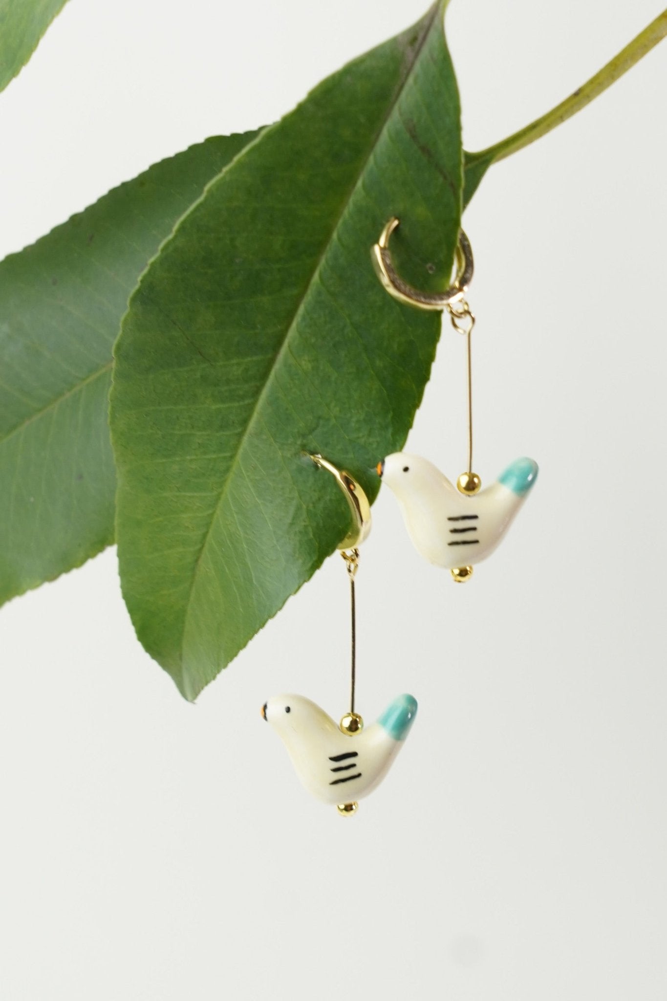 Bird - Shaped Porcelain Studs – Handmade Earrings Art (Yellow) - EenPorcelain