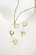 Bird - Shaped Porcelain Studs – Handmade Earrings Art (Yellow) - EenPorcelain