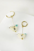 Bird - Shaped Porcelain Studs – Handmade Earrings Art (Yellow) - EenPorcelain