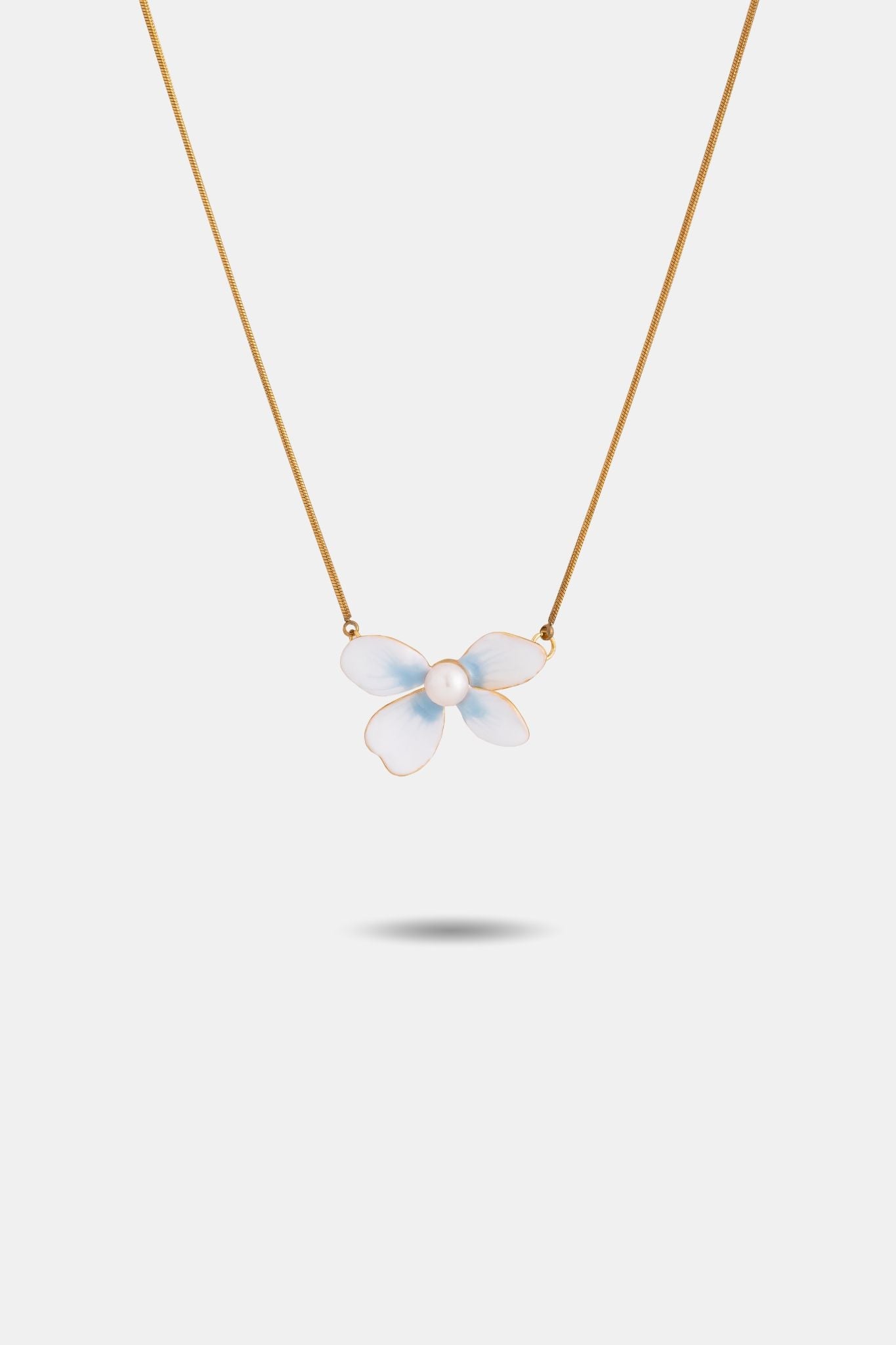 Bloom Flower Necklace - Pearl - EenPorcelain-Enamel Painted Jewelry