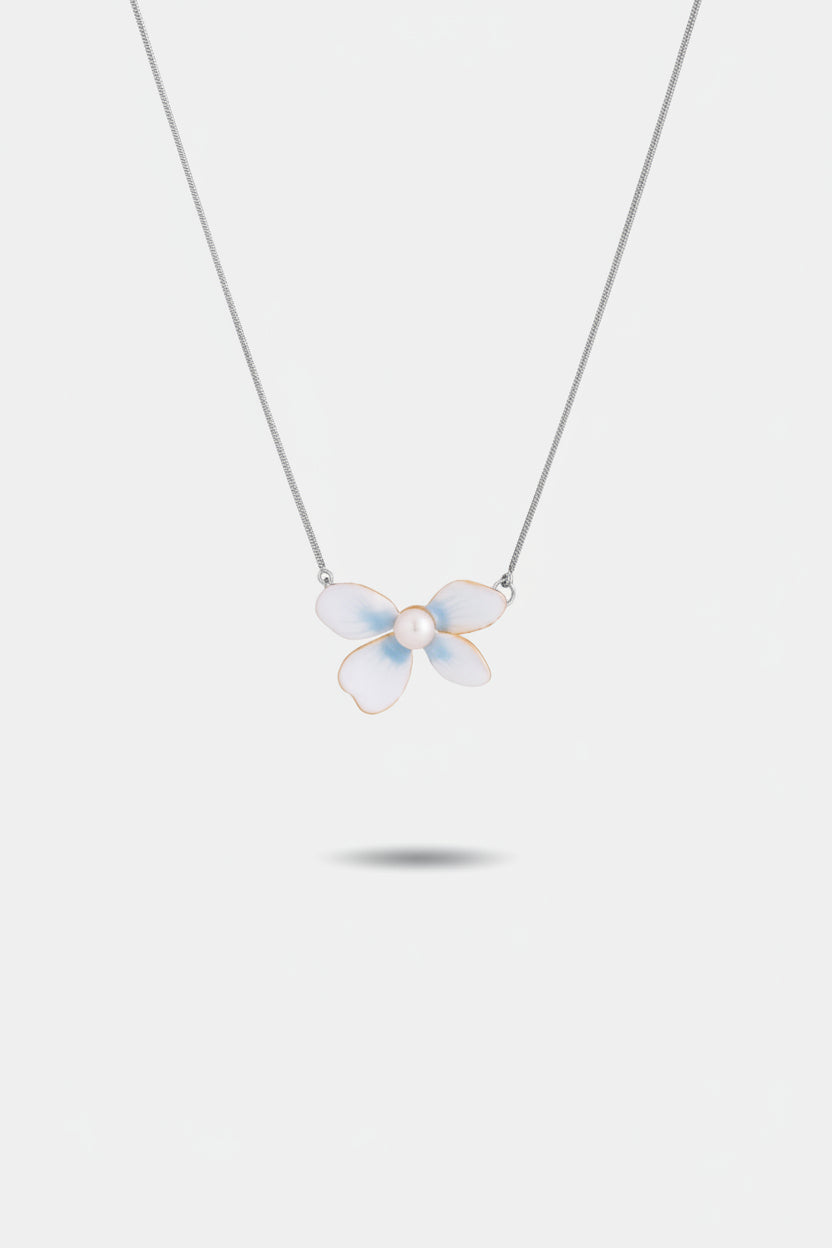 Bloom Flower Necklace - Pearl - EenPorcelain-Enamel Painted Jewelry