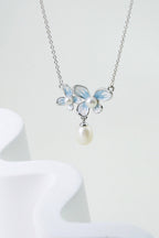 Bloom Pearl Necklace – Hand - Painted Enamel & Freshwater Pearl - EenPorcelain