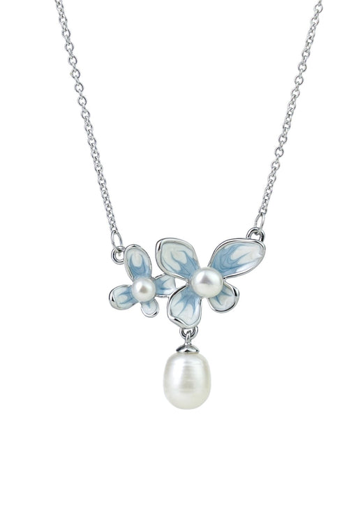 Bloom Pearl Necklace – Hand - Painted Enamel & Freshwater Pearl - EenPorcelain