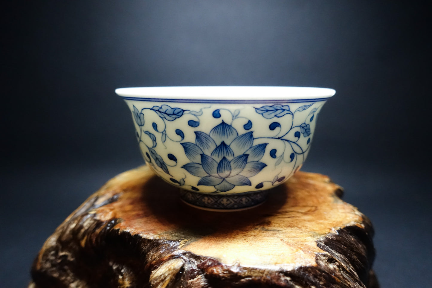 Hand-Painted Intertwining Lotus Stems Tea Cup - Exclusive Customization from Jingdezhen