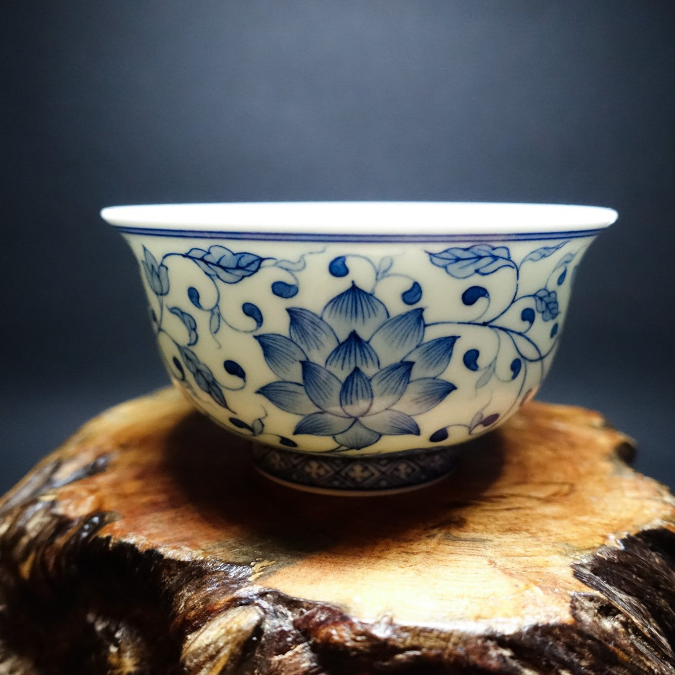 Hand-Painted Intertwining Lotus Stems Tea Cup - Exclusive Customization from Jingdezhen