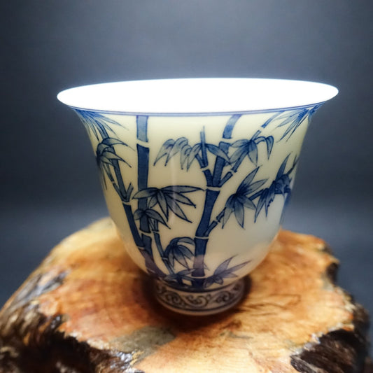 Hand-Painted Bamboo Bell-Shaped Tea Cup - Exclusive Customization from Jingdezhen