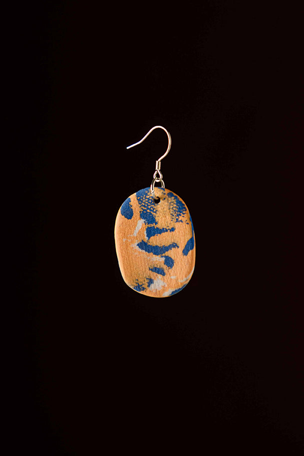 Handmade Original Ceramic Shard Earrings - Blue/Orange