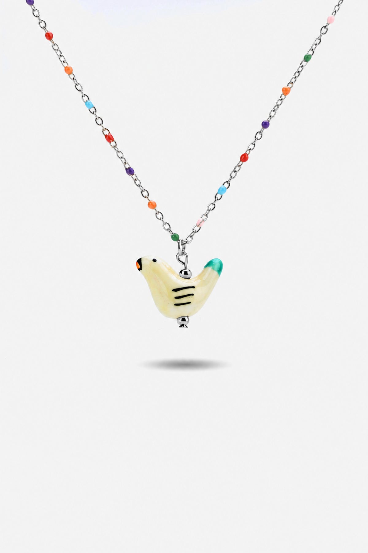 Porcelain Bird Necklace — Creamy Yellow