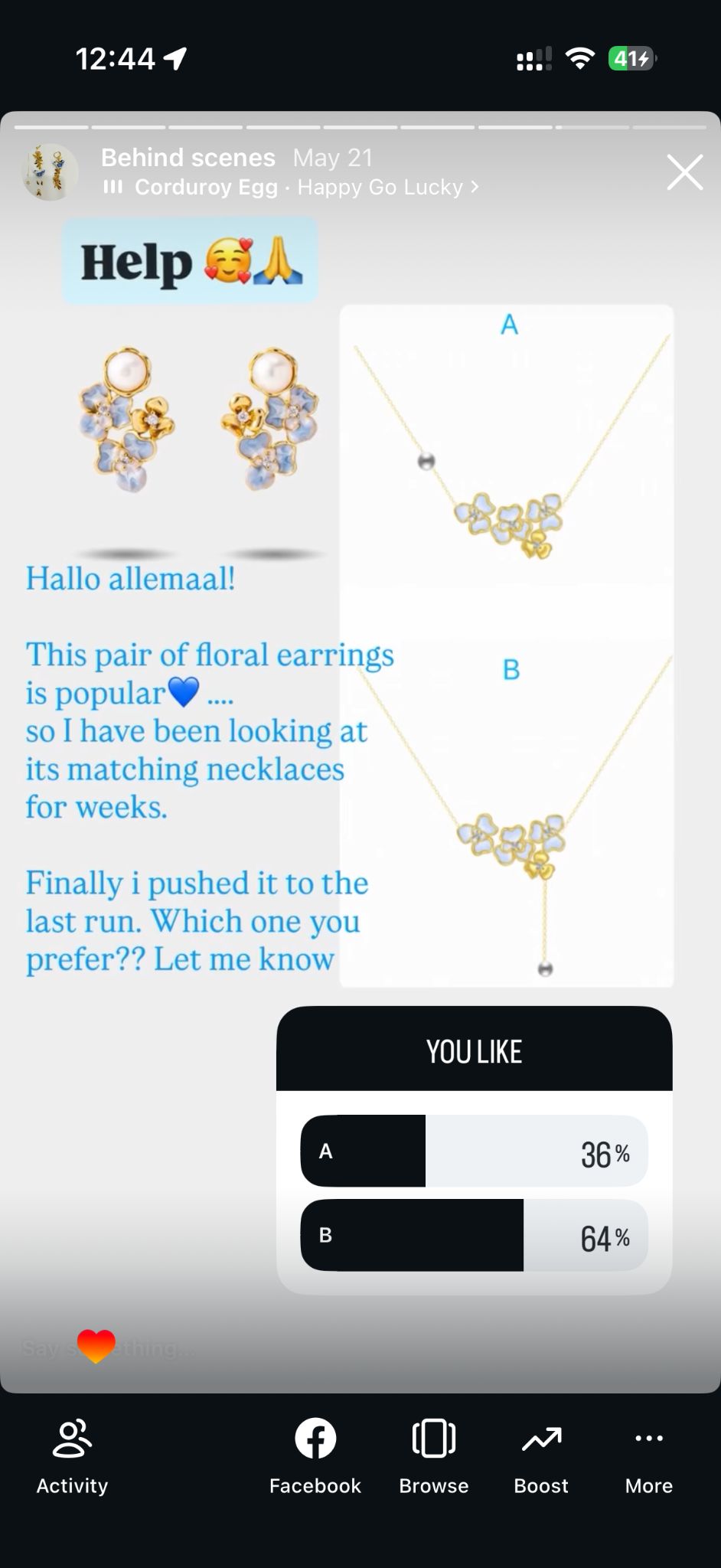 Flora Small Flower ketting - parel