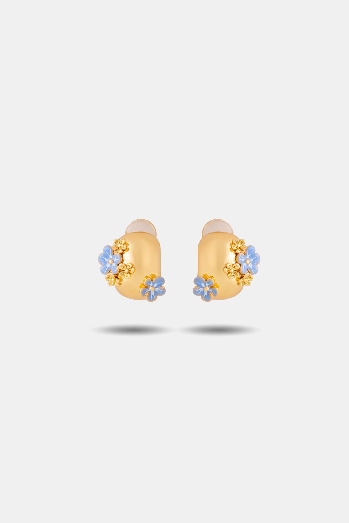 Flora Small Flower cabochon oorbellen - blauw