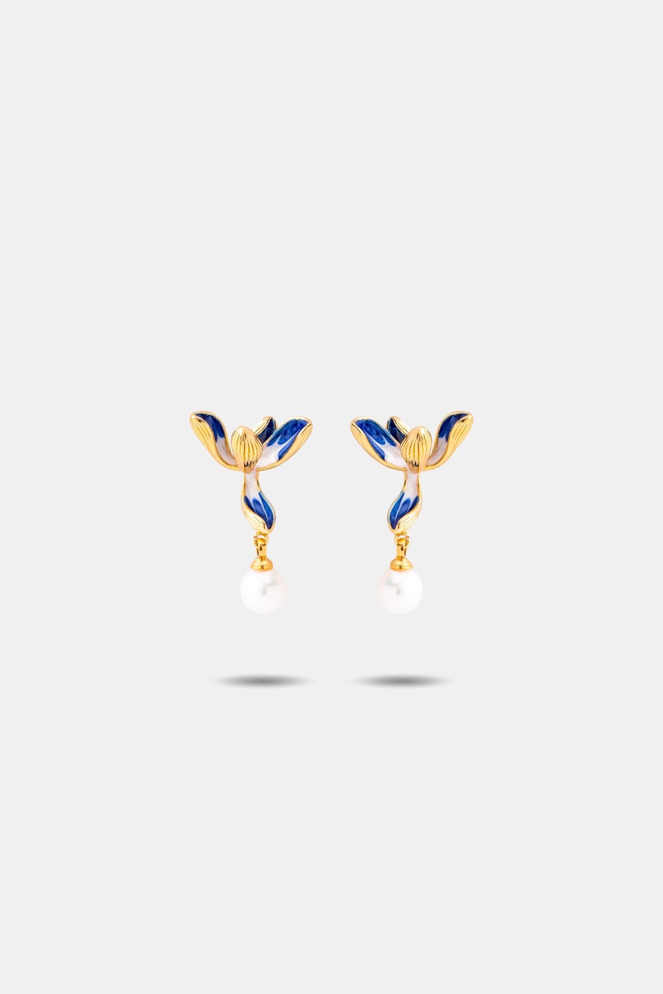 Flora Enamel Earrings — Orchids Flower - EenPorcelain