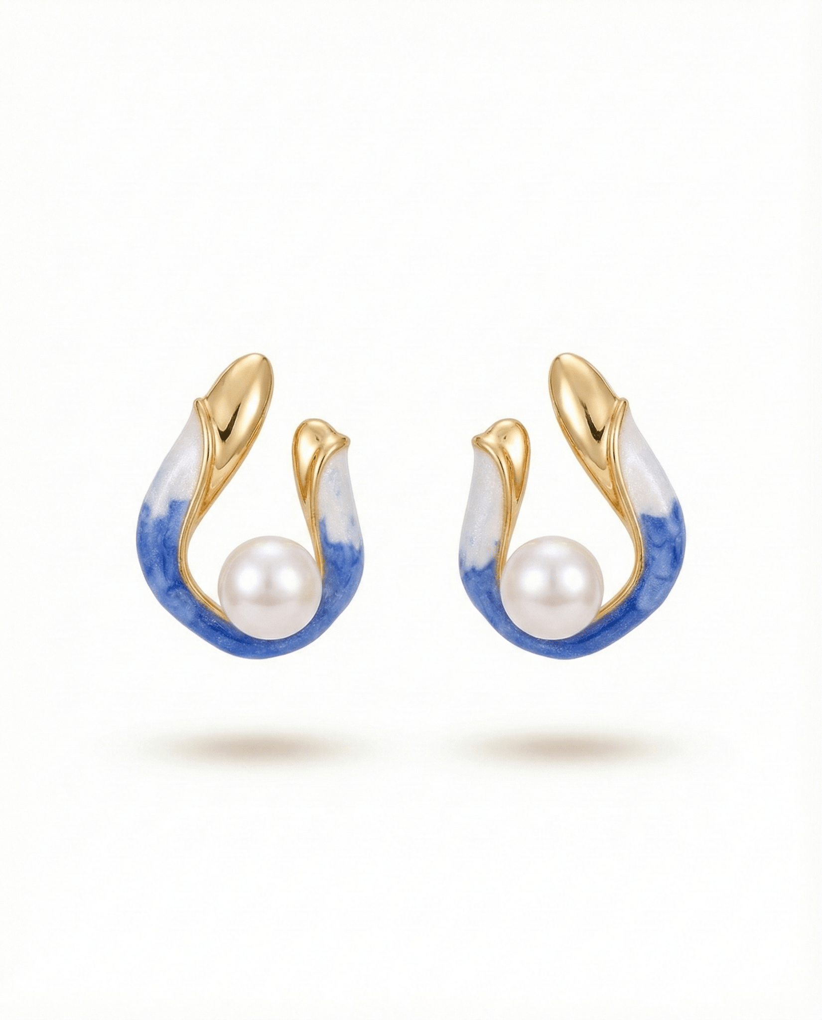 Flora Enamel Tulip Bloom Earrings — Pearl - EenPorcelain